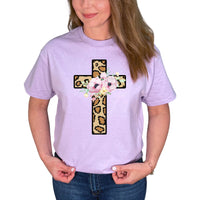 Thumbnail for Floral Leopard Cross T Shirt