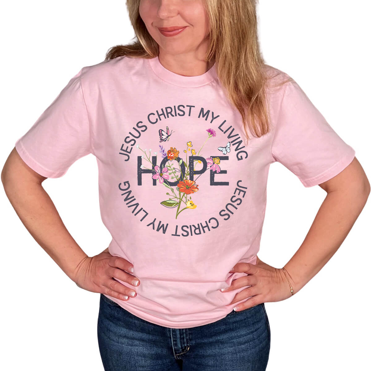 Jesus Christ My Living Hope Floral T-Shirt