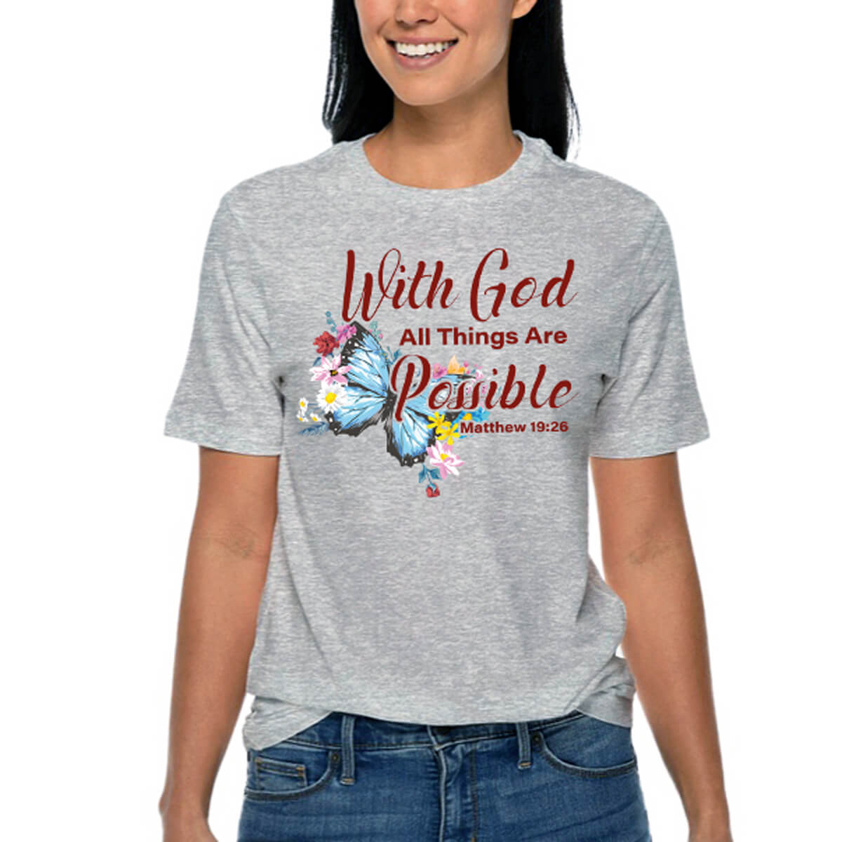 With God All Things Are Possible Butterfly T-Shirt