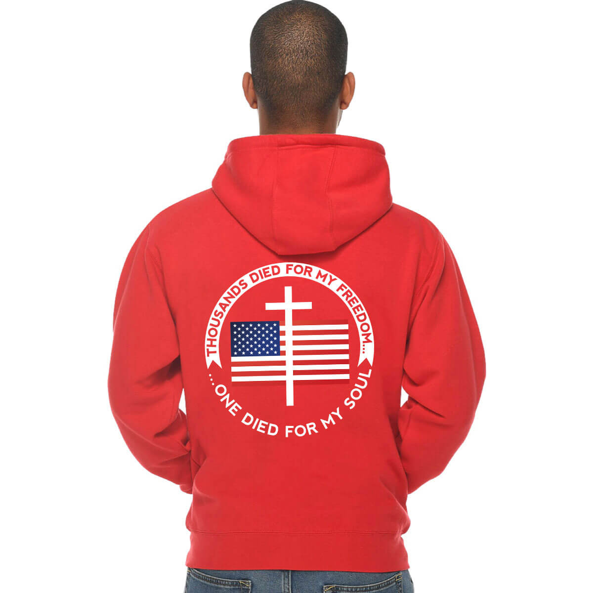 Thousands Died For My Freedom One Died For My Soul Men's Full Zip Sweatshirt Hoodie