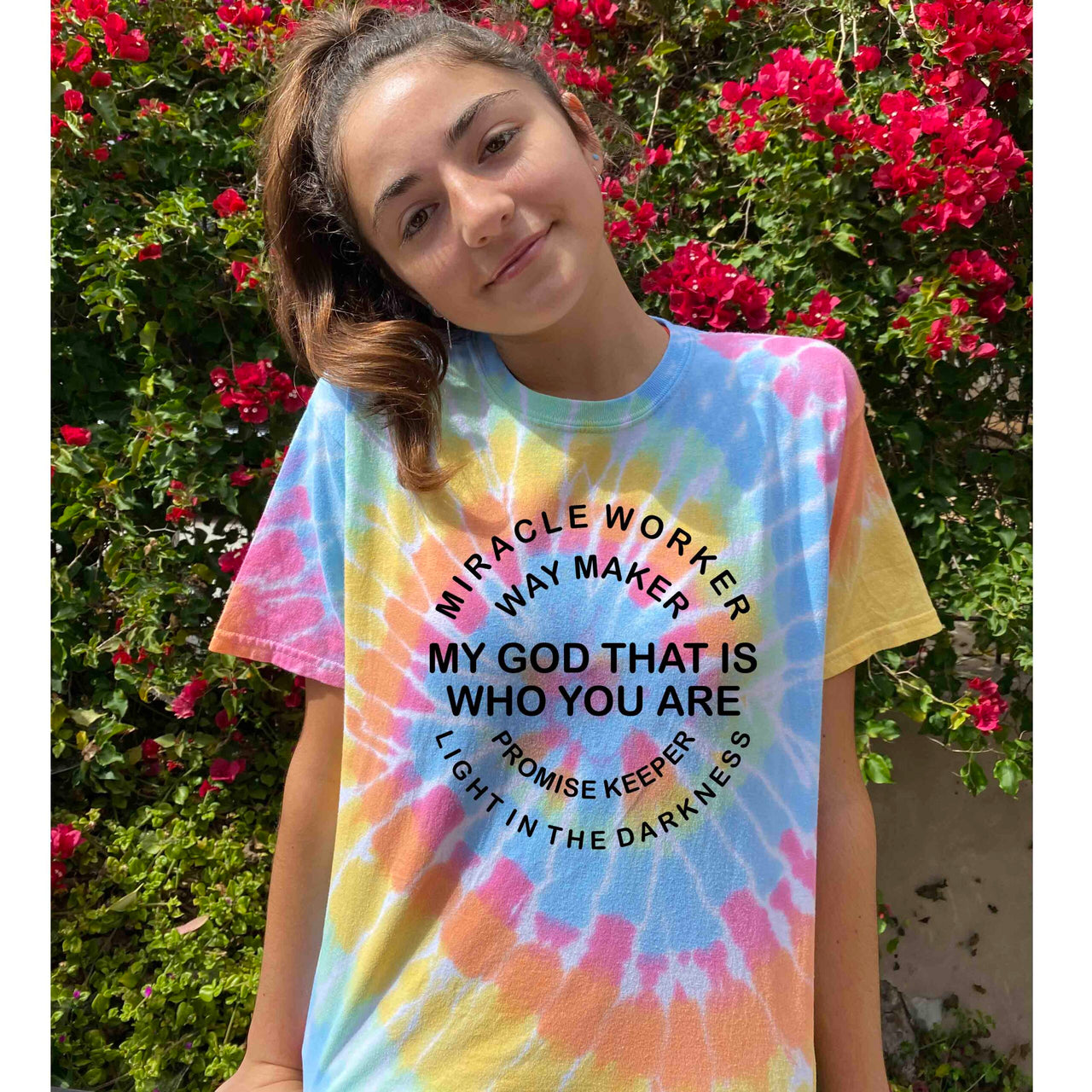 WayMaker Miracle Worker Youth Tie Dyed Rainbow T Shirt