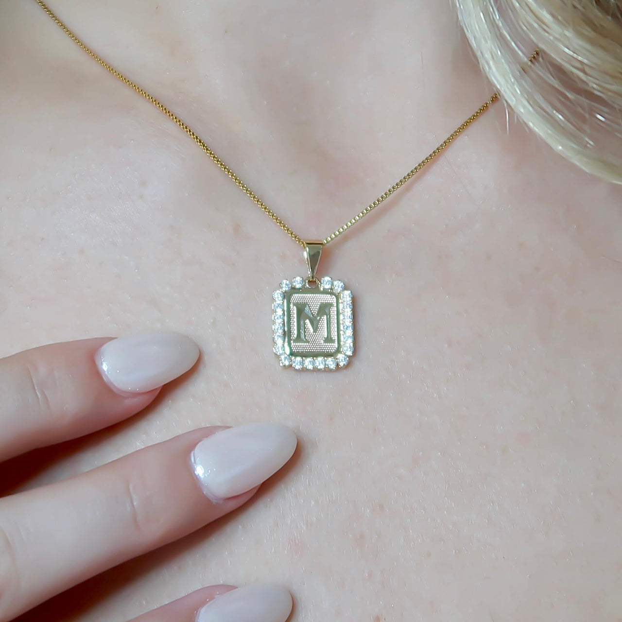 Personalized CZ Letter Necklace Gold Filled Jewelry