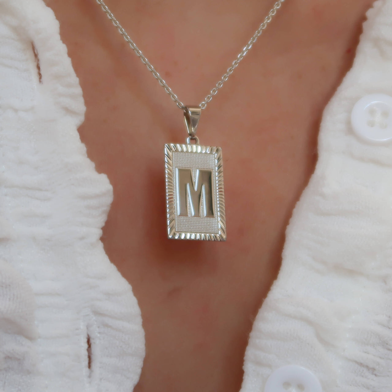 Personalized Letter Necklace Rhodium Filled Jewelry
