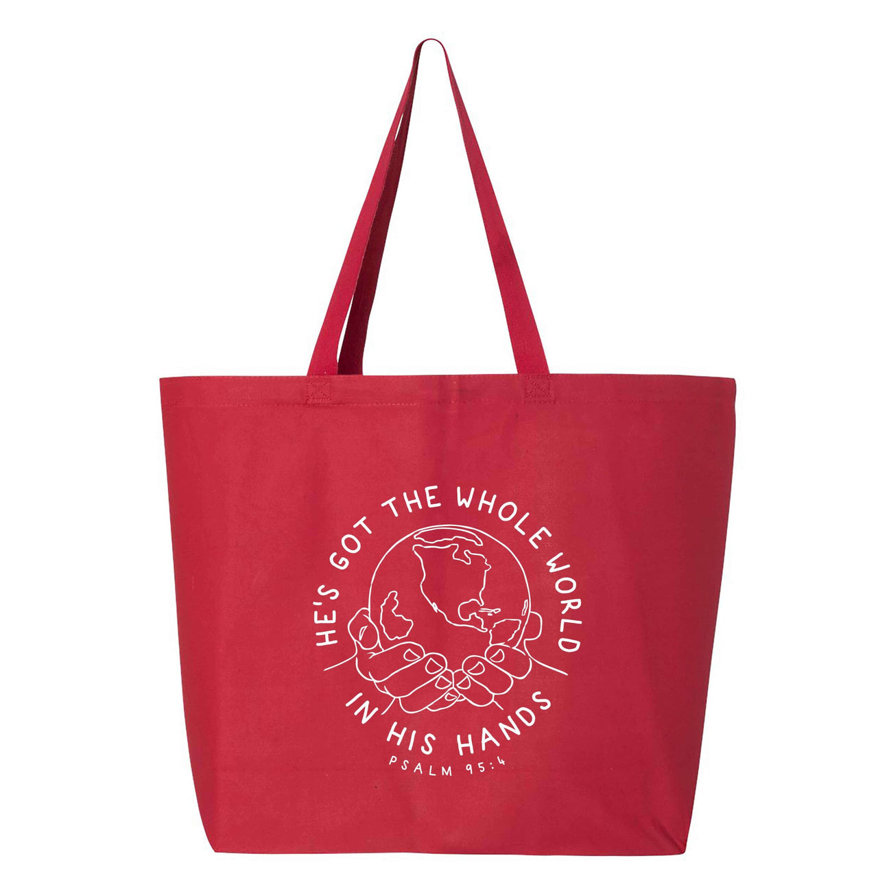 He's Got The Whole World In His Hands Jumbo Tote Canvas Bag