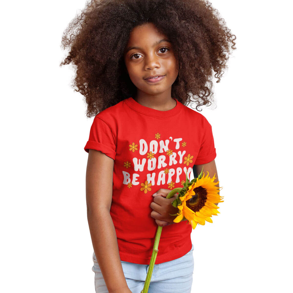 Don't Worry Be Happy Flower Youth T Shirt