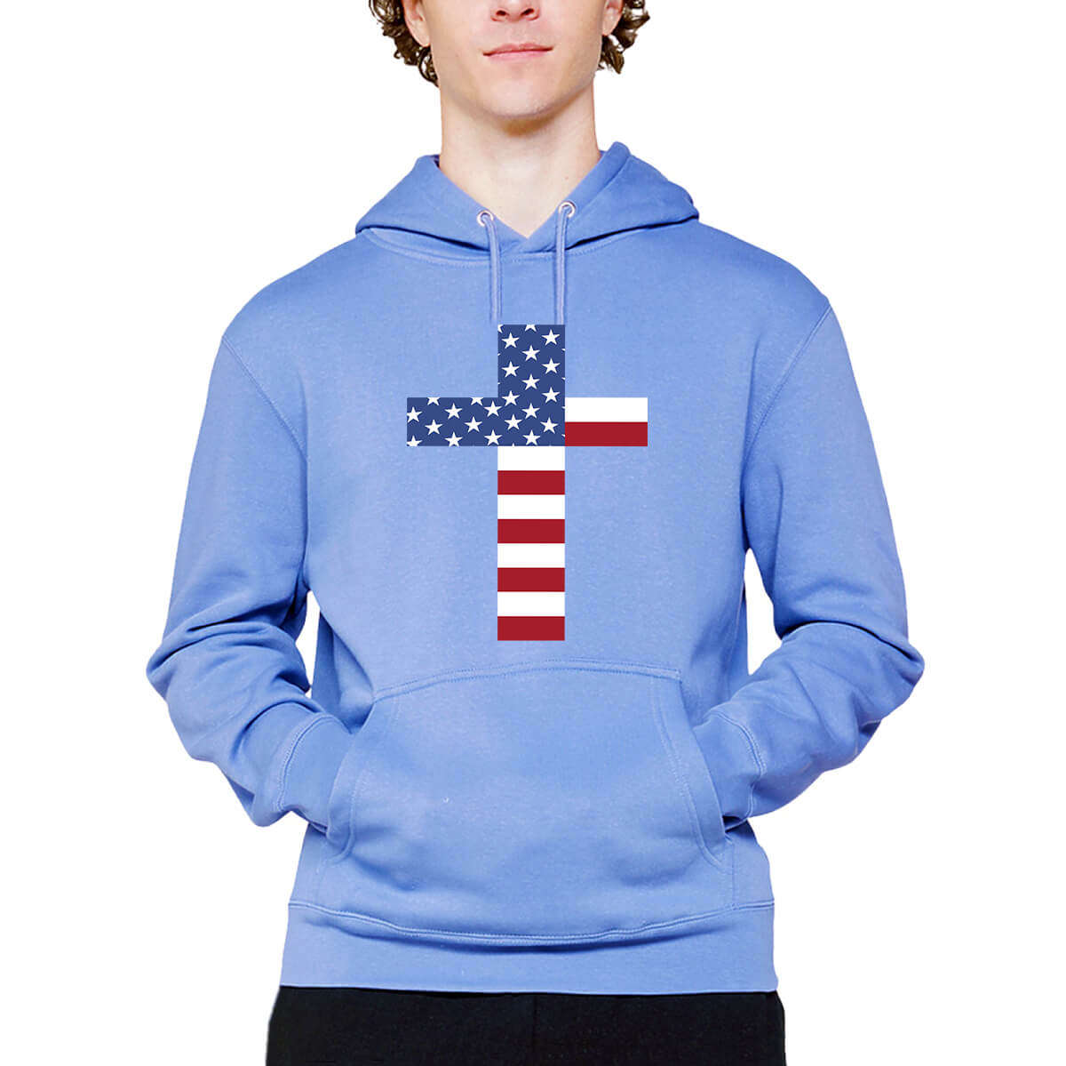 American Flag Cross Men's Sweatshirt Hoodie
