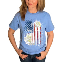 Thumbnail for American Flag Cross With Roses T-Shirt