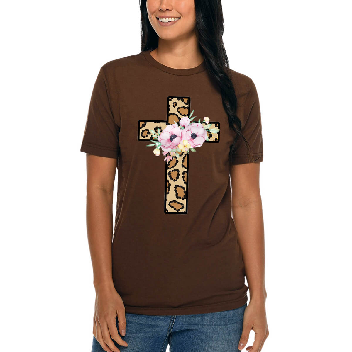 Floral Leopard Cross T Shirt