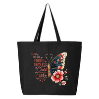 Thumbnail for I Can Do All Things Through Christ Butterfly Jumbo Tote Canvas Bag