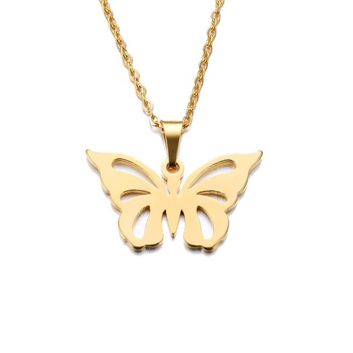 Butterfly Necklace Gold Stainless Steel Jewelry