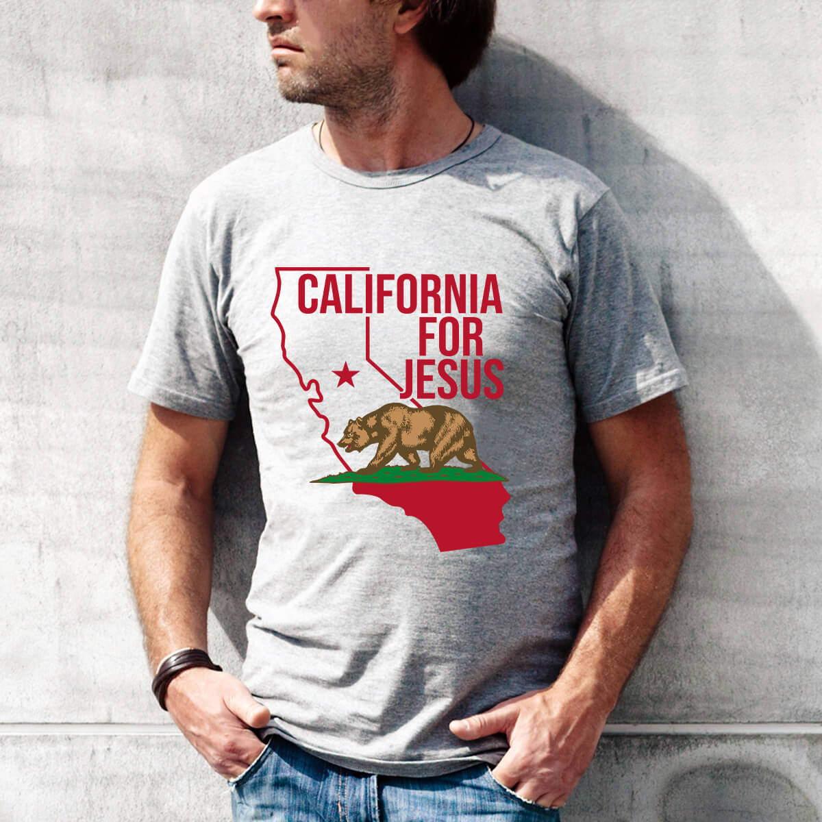 California For Jesus With Bear Men's T-Shirt