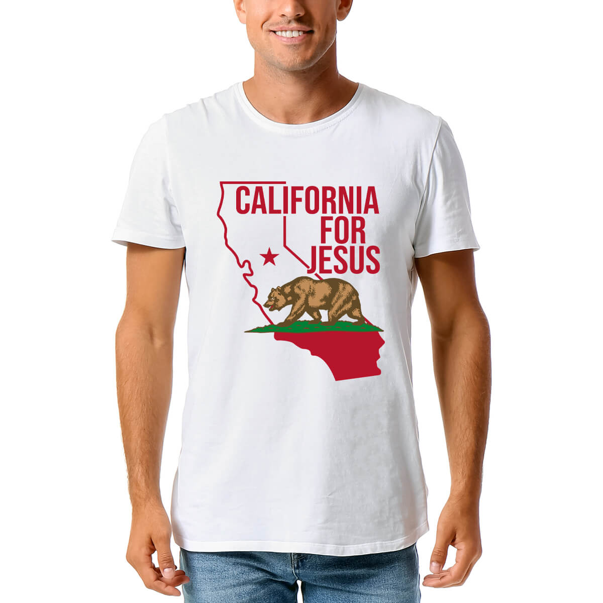 California For Jesus With Bear Men's T-Shirt