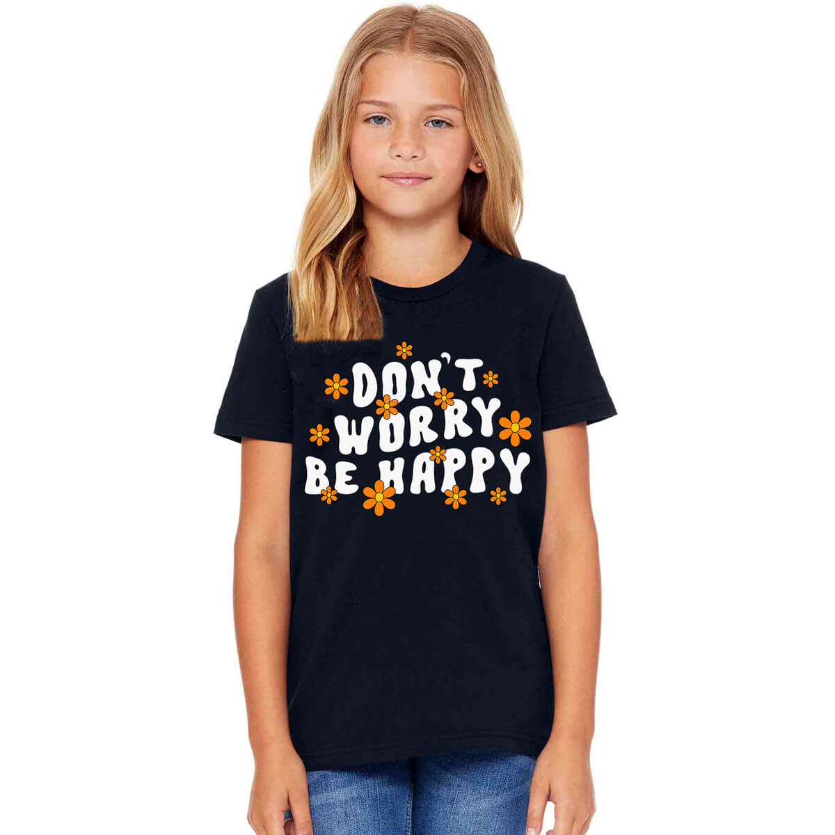 Don't Worry Be Happy Flower Youth T Shirt