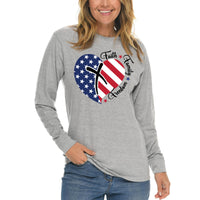 Thumbnail for Faith Family Freedom American Flag Heart Long Sleeve T Shirt