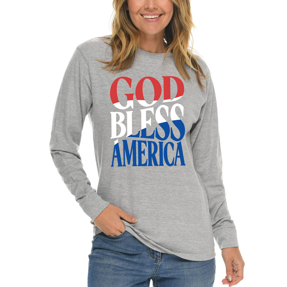 God Bless America Flag Long Sleeve T Shirt