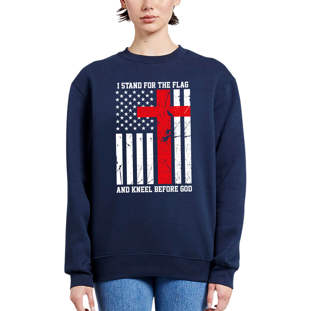 I Stand For The Flag And Kneel Before God Crewneck Sweatshirt