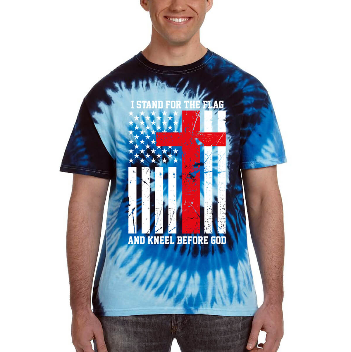 I Stand For The Flag And Kneel Before God Tie Dyed Men's T-Shirt