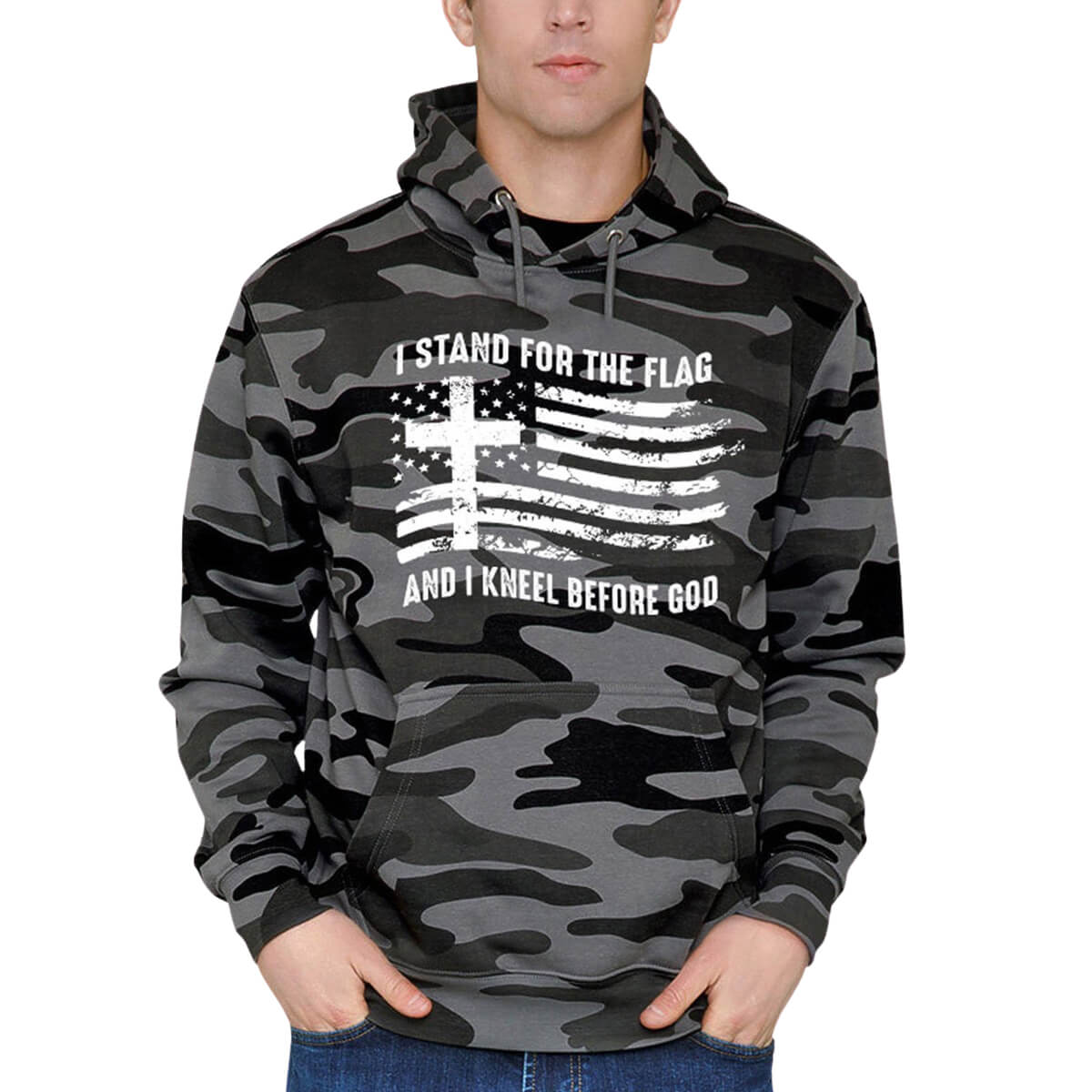 I Stand For The Flag And I Kneel Before God Camo Men's Sweatshirt Hoodie
