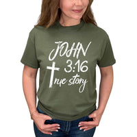Thumbnail for John 3:16 True Story Cross T-Shirt