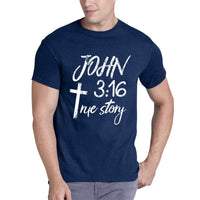 Thumbnail for John 3:16 True Story Cross Men's T-Shirt