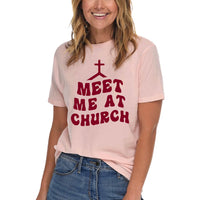Thumbnail for Meet Me At Church Cross T-Shirt