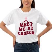 Thumbnail for Meet Me At Church Cross T-Shirt
