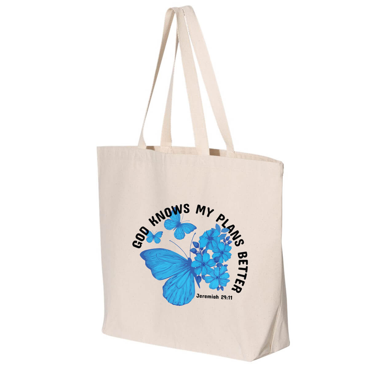 God Knows My Plans Better Jumbo Tote Canvas Bag