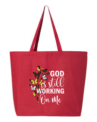 Thumbnail for God Is Still Working On Me Butterflies Jumbo Tote Canvas Bag