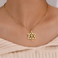 Thumbnail for Star Of David With Cross Necklace Gold Stainless Steel Jewelry