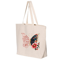Thumbnail for I Can Do All Things Through Christ Butterfly Jumbo Tote Canvas Bag