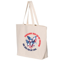 Thumbnail for Thousands Died For My Freedom One Died For My Soul Butterfly Jumbo Tote Canvas Bag
