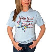 Thumbnail for With God All Things Are Possible Butterfly T-Shirt