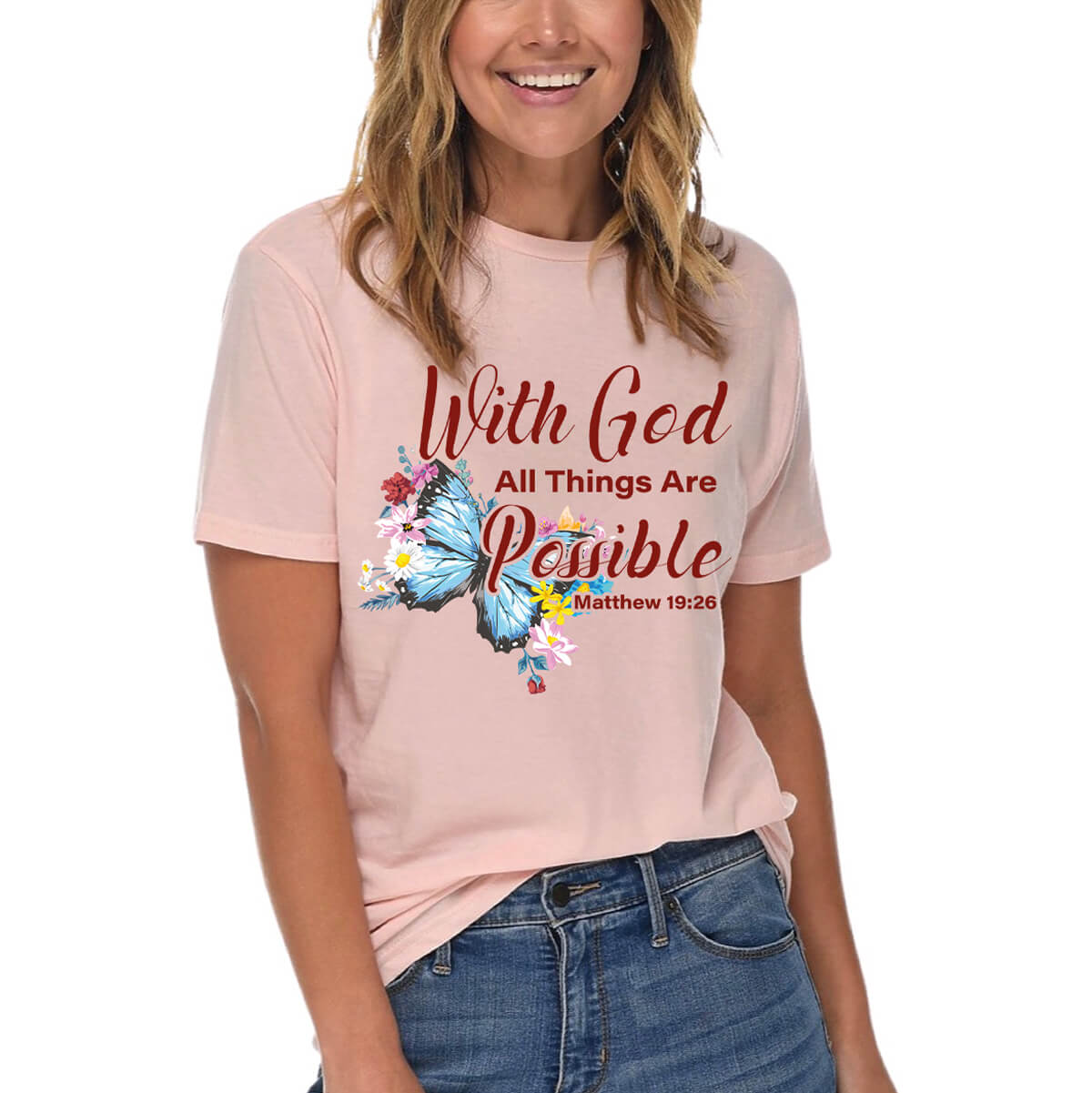 With God All Things Are Possible Butterfly T-Shirt