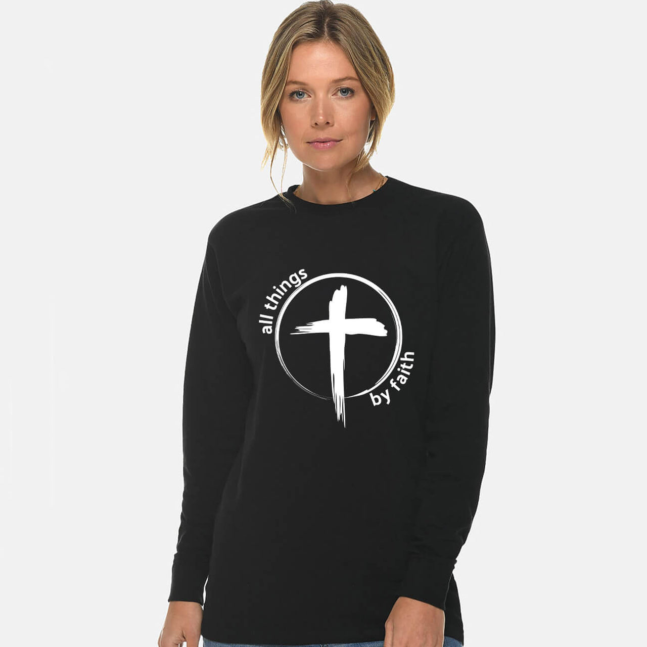 All Things By Faith Cross Long Sleeve T Shirt