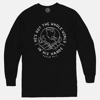 Thumbnail for He's Got The Whole World In His Hands Men's Long Sleeve T Shirt