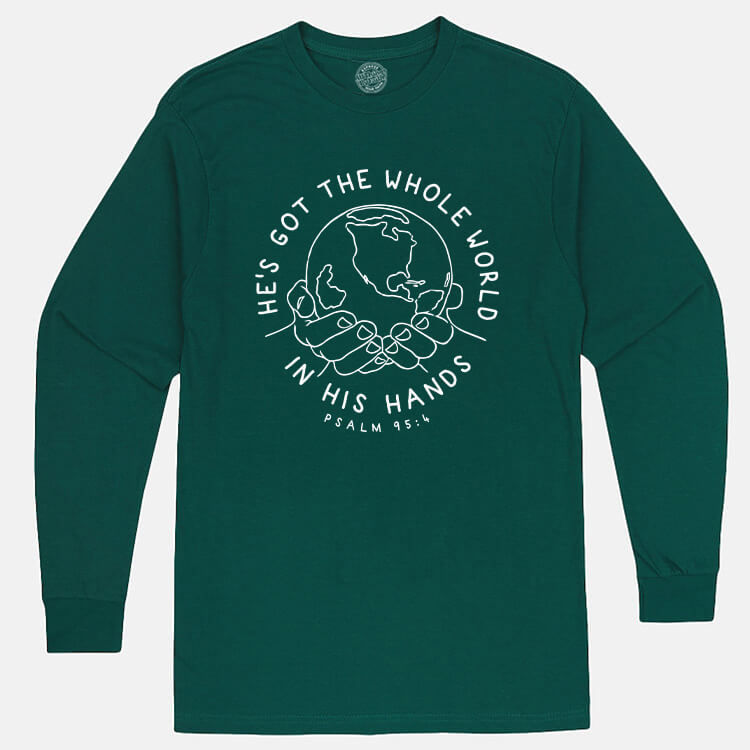 He's Got The Whole World In His Hands Men's Long Sleeve T Shirt