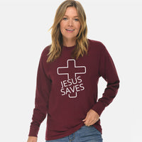 Thumbnail for Jesus Saves Cross Unisex Long Sleeve T Shirt