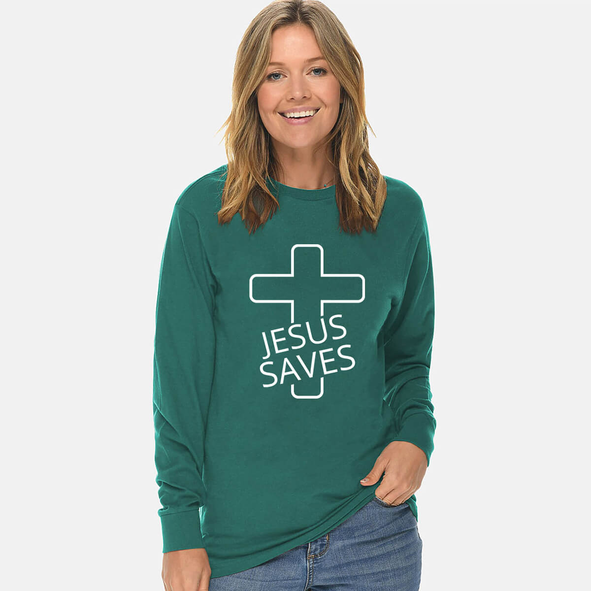 Jesus Saves Cross Unisex Long Sleeve T Shirt