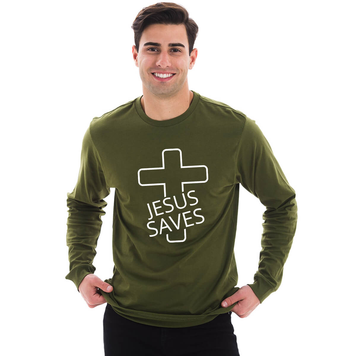 Jesus Saves Cross Men's Long Sleeve T Shirt