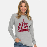 Thumbnail for Meet Me At Church Cross Unisex Long Sleeve T Shirt