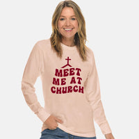 Thumbnail for Meet Me At Church Cross Unisex Long Sleeve T Shirt