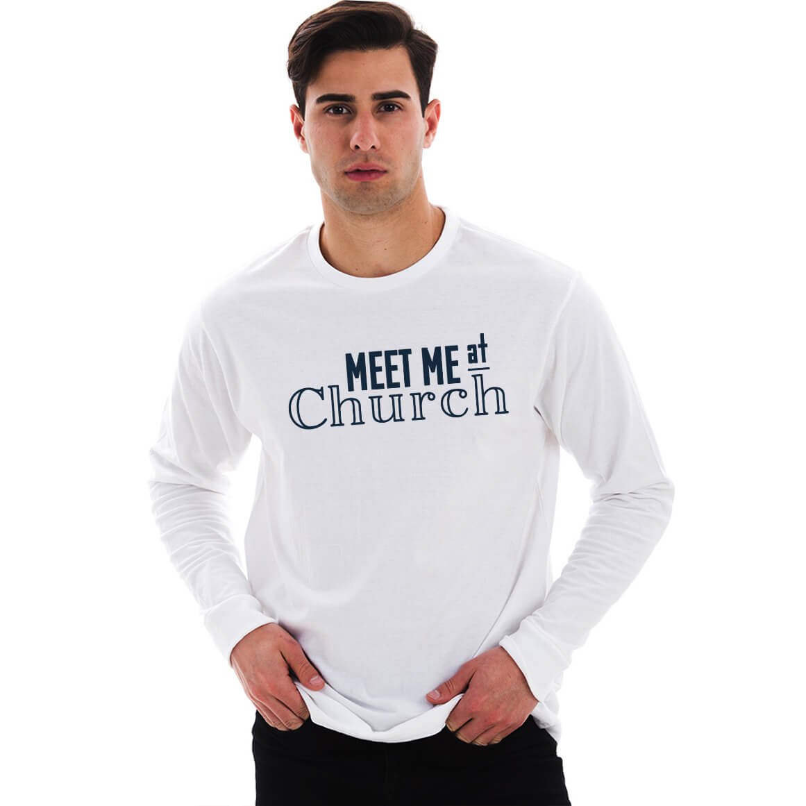 Meet Me At Church Men's Long Sleeve T Shirt