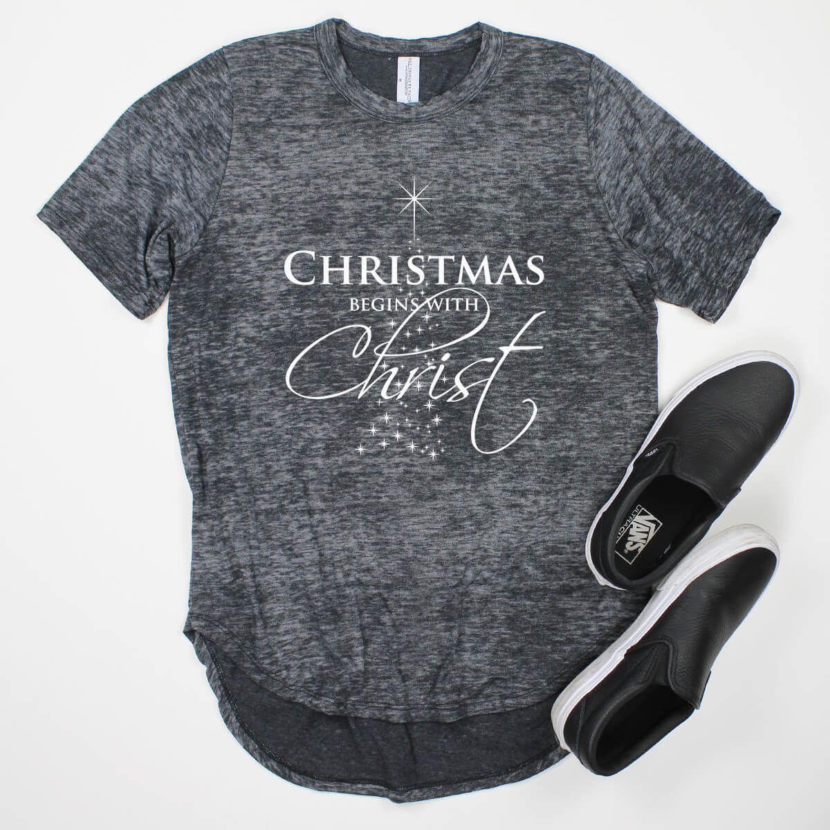 Christmas Begins With Christ Acid Wash T-Shirt Medium- FINAL SALE ITEM