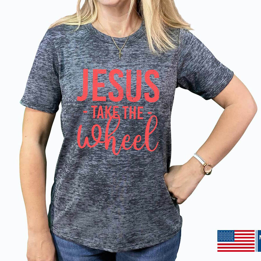Jesus Take The Wheel Acid Wash T-Shirt FINAL SALE ITEM