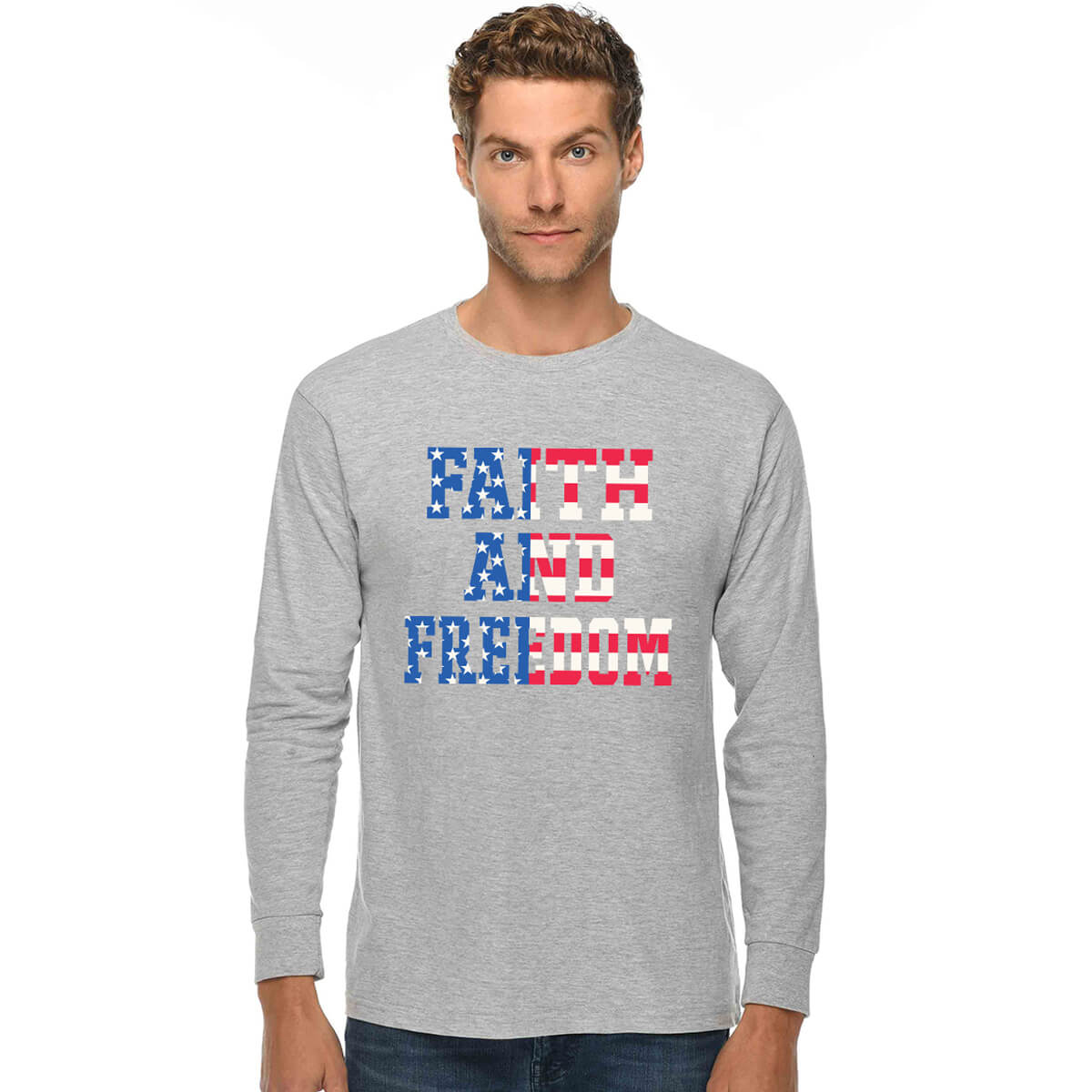 Faith And Freedom In America Men's Long Sleeve T Shirt