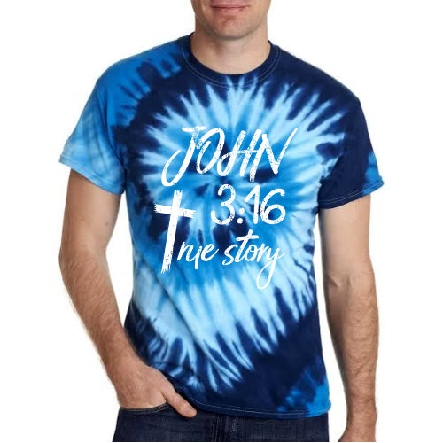 John 3:16 True Story Cross Tie Dyed Men's T-Shirt