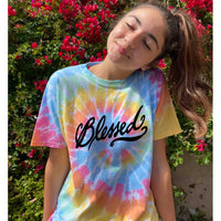 Thumbnail for Blessed Youth Tie Dyed Rainbow T Shirt