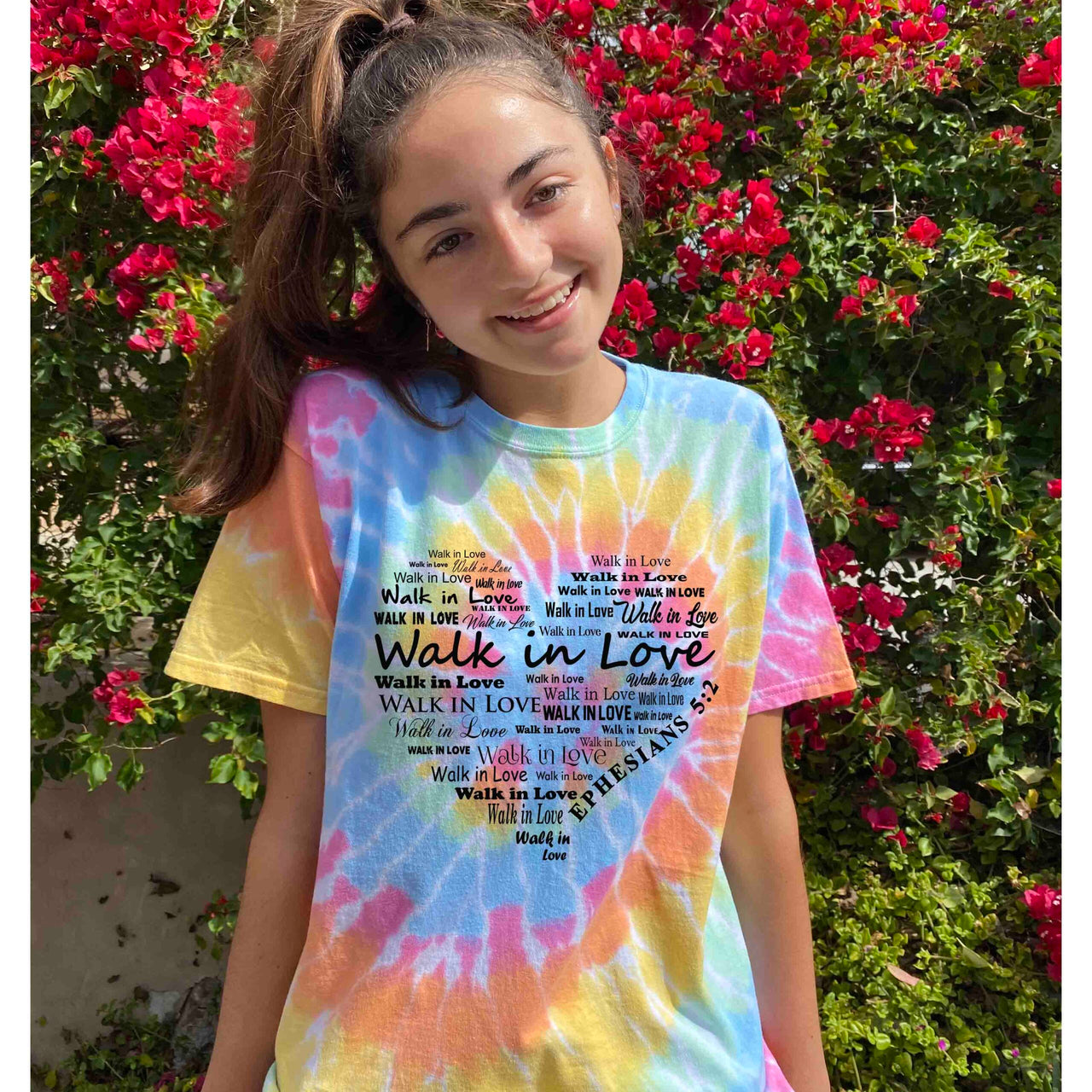 Walk In Love Youth Tie Dyed Rainbow T Shirt