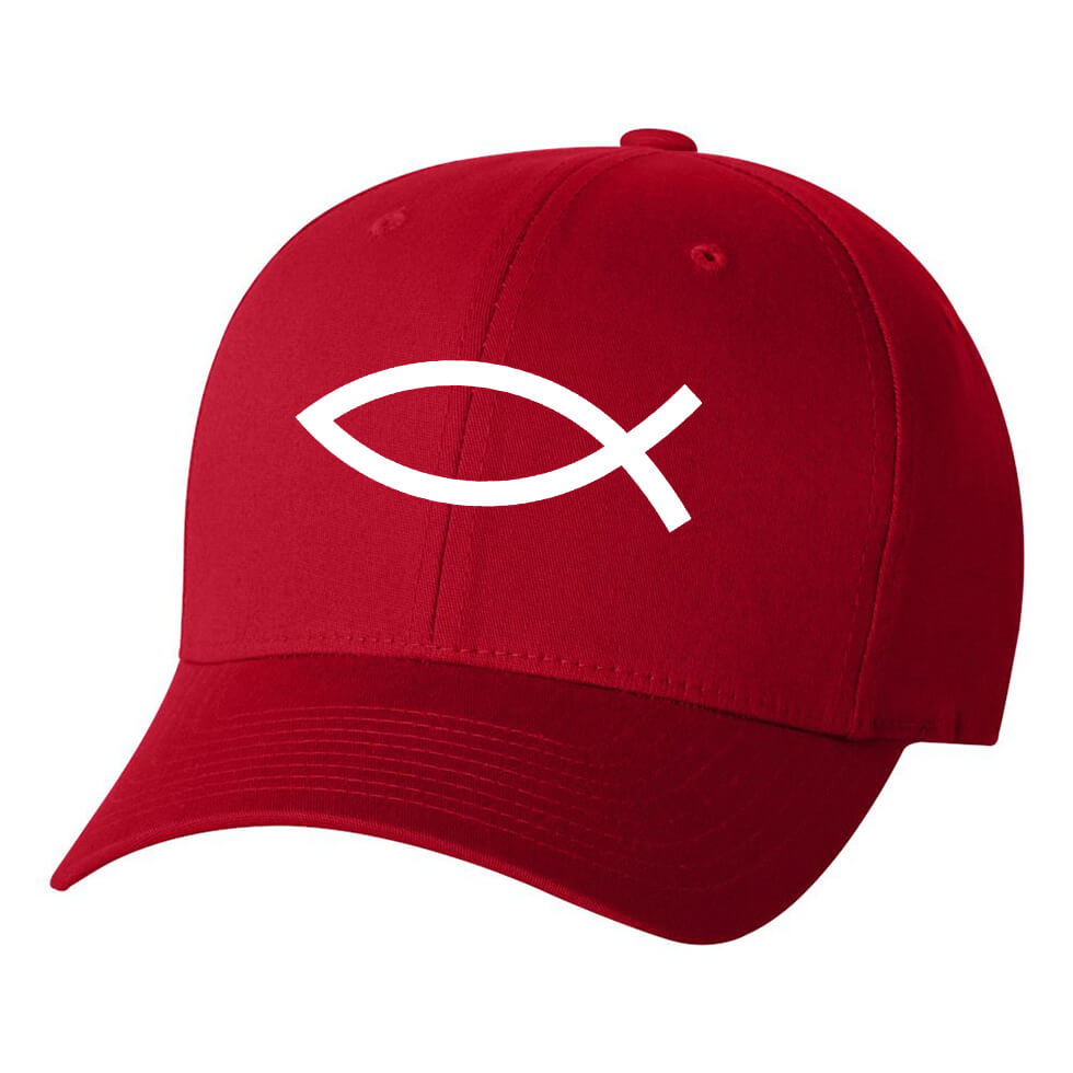 Fish Embroidered Fitted Cap