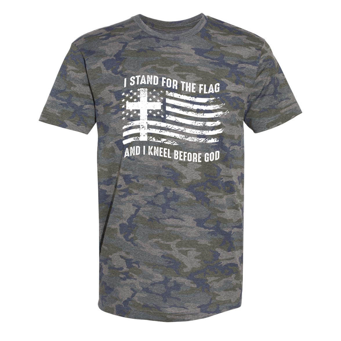 I Stand For The Flag And I Kneel Before God Men's Camo T-Shirt